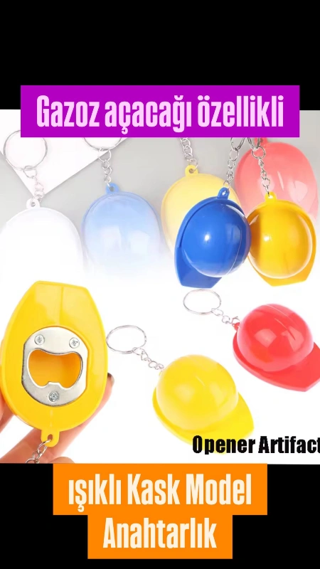 KASK ANAHTARLIK IŞIKLI GAZOZ AÇACAKLI / 12Lİ PAKET